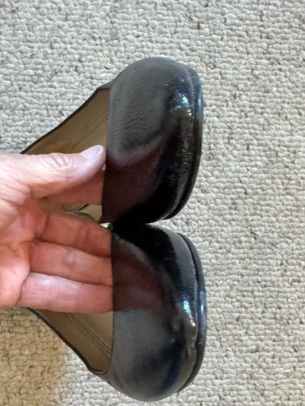 Talbots Black Patent Leather Flats Crinkle Finish Sz 9.5 N